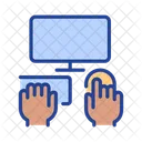 Black hands with computer  Icon