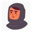 Indian Woman Black Headscarf Muslim Hijab Icon