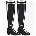 Black Knee-High Boot Women's  Shoes  Icon