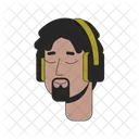 Black man with dreads listening to music  Icône