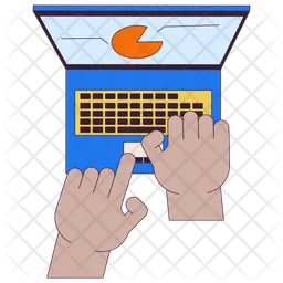 Black manager typing on laptop  Icon