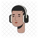 Black short haired woman wearing headphones  Icon