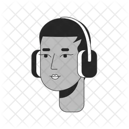 Black short haired woman wears headphones  Icon