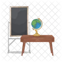 Blackboard and globe  Icon