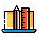 Bleistift Lineal Laptop Symbol