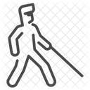 Blindness person walking with cane  Icon