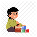 Block Building Kids Character Icon