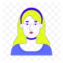 Blonde Caucasian Young Adult Woman Headband Icon