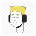 Blonde flattop man headphones listening music  아이콘
