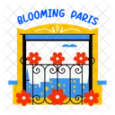 Blooming Paris Window View Floral Icon