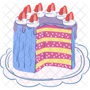 Blue Birthday Cake Cut Party Celebration Icon