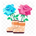 Rose Cartoon Rose Stickers Blooming Flowers Icon