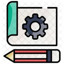Blueprint and pencil  Icon