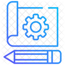 Blueprint and pencil  Icon