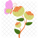 Blumen Mit Schmetterling Bio Pflanze Symbol
