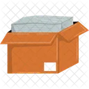 Boîte en carton remplie de documents  Icône