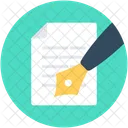 Pluma Papel Firma Icono