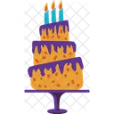 Bolo de aniversário marrom roxo  Ícone