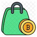 Bolsa De Compras Bitcoin Criptomoneda Pago Icono