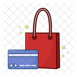 Bolsa de compras con tarjeta de crédito  Icono