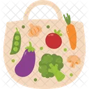 Bolsa de mano llena de verduras frescas  Icono