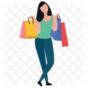 Chica De Compras Bolsas De Compras Tiempo Libre Icono