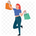 Chica De Compras Bolsas De Compras Tiempo Libre Icono