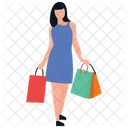 Chica De Compras Bolsas De Compras Tiempo Libre Icono