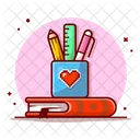 Book And Pencil Cup  Icon
