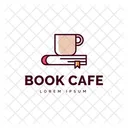Book Cafe Hot Coffee Cafe Logomark Icon
