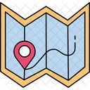 Book paper map with pin  Icon