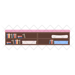 Book shelves with seat  Icon