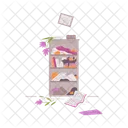 Bookshelf Bookcase Mess Icon