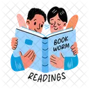 Bookworm Reading Friends Icon