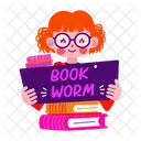 Bookworm Bibliophile Student Icon