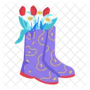 Boots Flower Footwear Icône