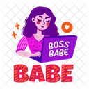 Boss Girl Working Laptop Icon