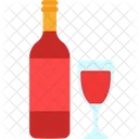 Botella De Vino Y Copa Bebida Vino Icono