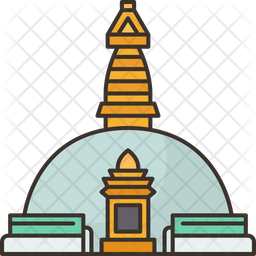 Boudhanath Temple Icon - Download in Colored Outline Style