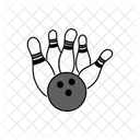 Black Monochrome Bowling Illustration Bowling Game Icon