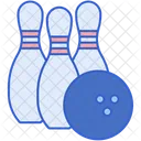 Bowlingkugel und drei Kegel  Symbol