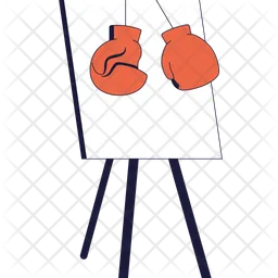 Boxing gloves hanging on canvas easel  Icon