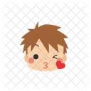 Boy Blowing A Kiss Wink Icon
