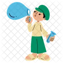 Boy blowing bubble blower  Icon
