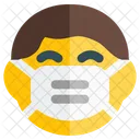 Boy Grinning Emoji With Face Mask Emoji Icône