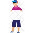 Boy Holding Placard  Icon