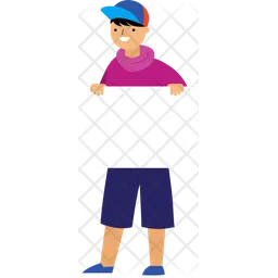 Boy Holding Placard  Icon