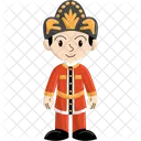 Boy In Central Java Traditional Indonesian Attire  Icon
