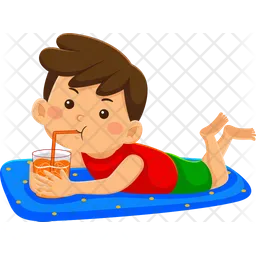 Boy Kids Drink Ice In Summer  Icon