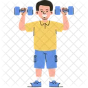 Boy lifting dumbbells workout  Icon